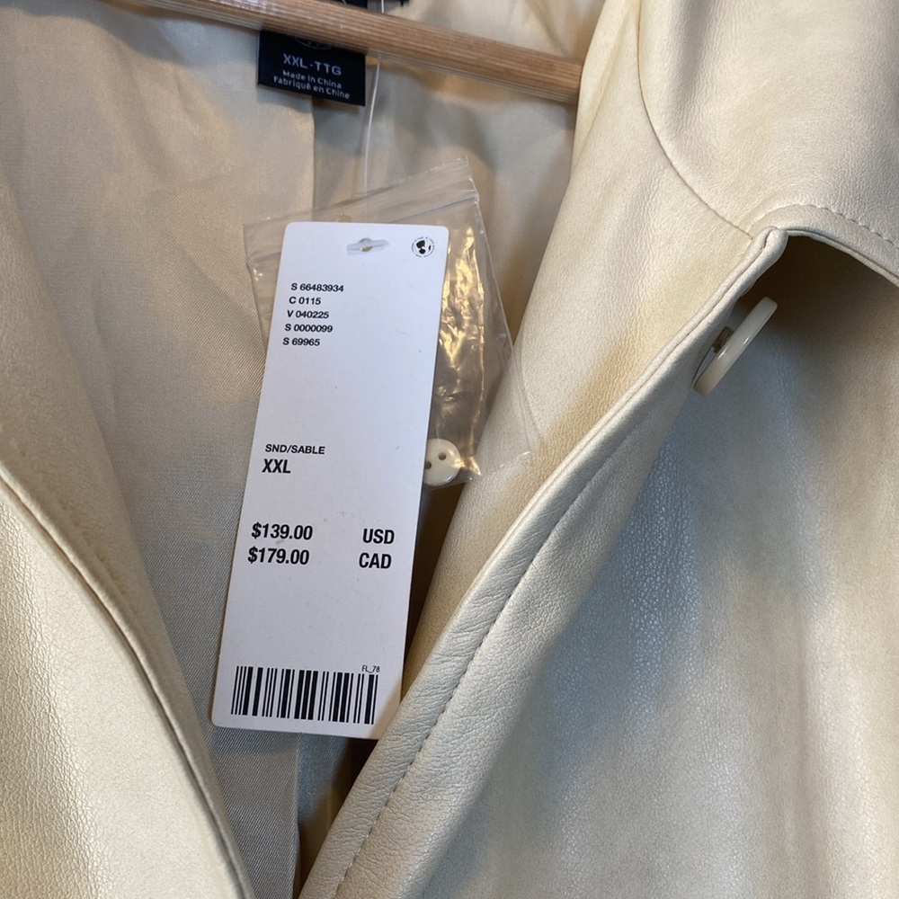 UO Vegan Leather Trench NWT Women’s XXL Ivory Tessa Neutral Longline Coat - Picture 10 of 17
